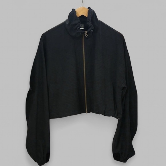 Spiritual Gangster-Cropped Zip Woven Active Jacket-Black size M-NWT-Retail $158 - Picture 3 of 11